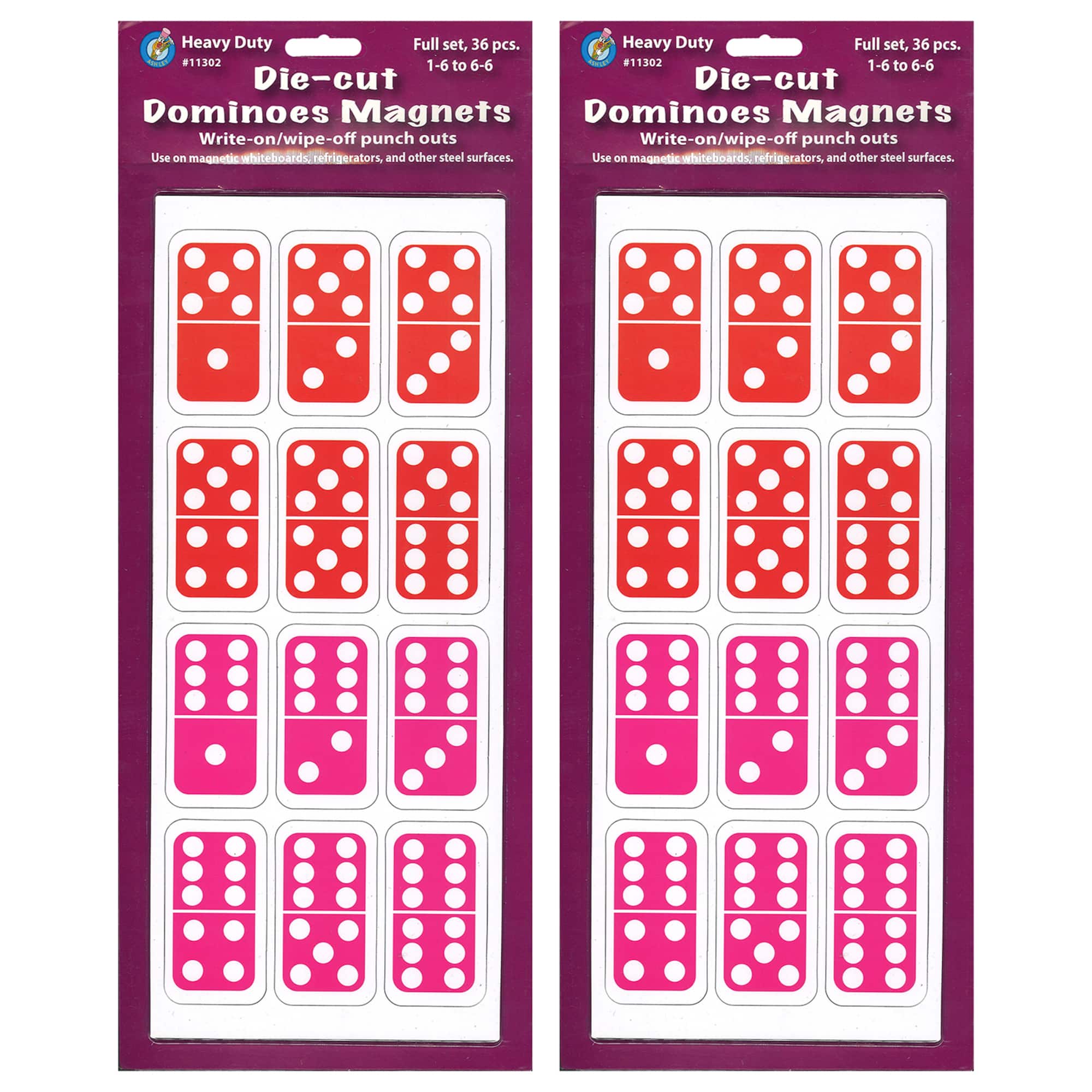 Ashley Productions® 5" x 15" Die-Cut Magnetic Dominoes, 2 Pack